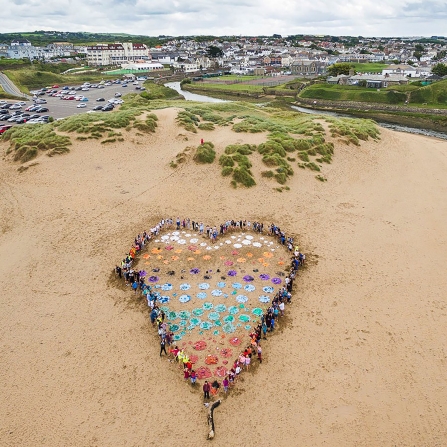 Beach heart by Budehaven School and Bude Cleaner Seas Project, by Clive Symm