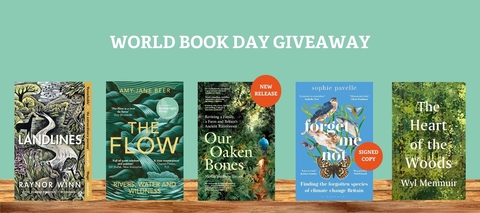 5 books on a wooden shelf