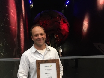 Matt Slater, Cornwall Wildlife Trust's Marine Conservation Officer, at the 2022 NBN Awards