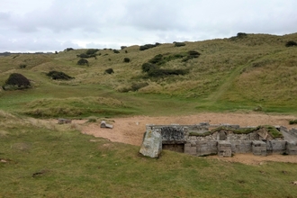 Saint Piran's Oratory at Penhale Dunes, where it was previously completely buried by sand