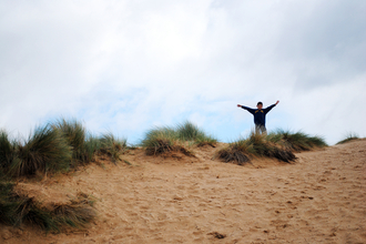 Exploring sand dunes. Image by Amy Lewis