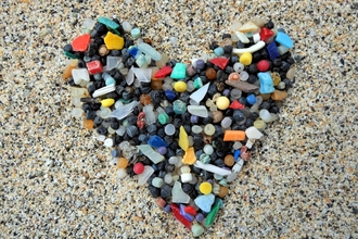 A microplastics heart for Cornwall Wildlife Trust's Love Your Beach Week 2023, Image by the Cornish Plastic Pollution Coalition