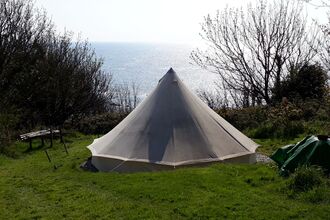 Bell Tent, Looe Island view 