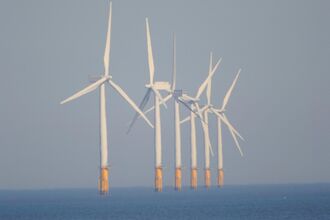 Offshore wind turbines in the sea 