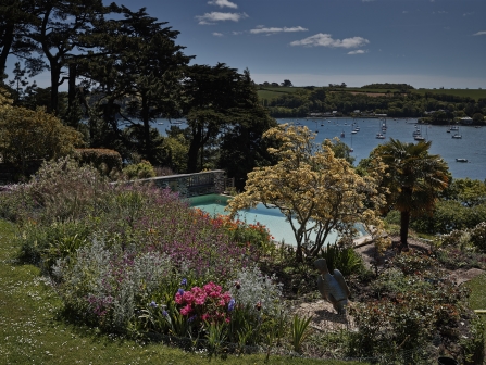 Gardens, swimming pool and the river at Pedn Billy