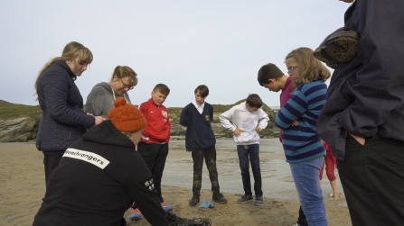 The Wave, Tretherras Newquay - discussing rubbish found on beach clean