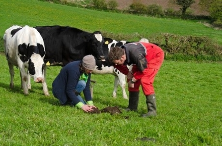 Farmer examining soil