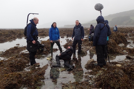 Marine Conservation Officer Abby Crosby filming with the BBC Autumnwatch team