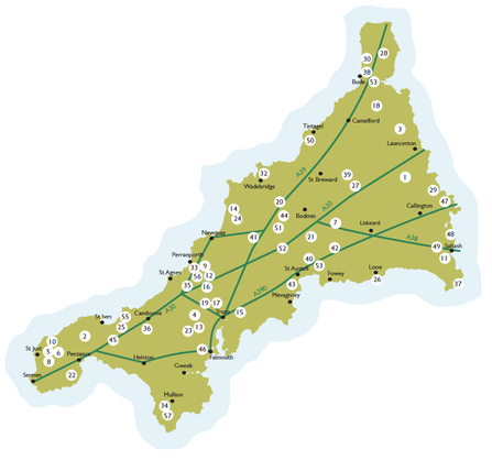 Map of Cornwall Wildlife Trust's Nature Reserves in Cornwall