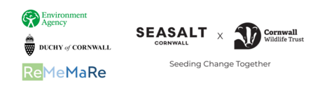 Logos for Environment Agency, Duchy of Cornwall, ReMeMaRe, Seasalt and Cornwall Wildlife Trust