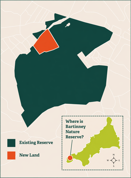 Map showing location of Bartinney and the required land
