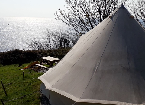 Bell Tent, Looe Island view
